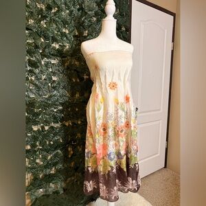Lapis by Anthropologie Strapless Dress with Floral Design Boho